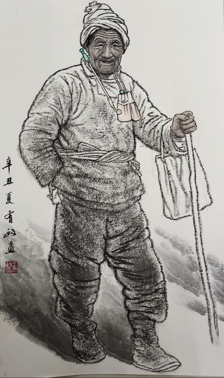 《老汉》65X39cm