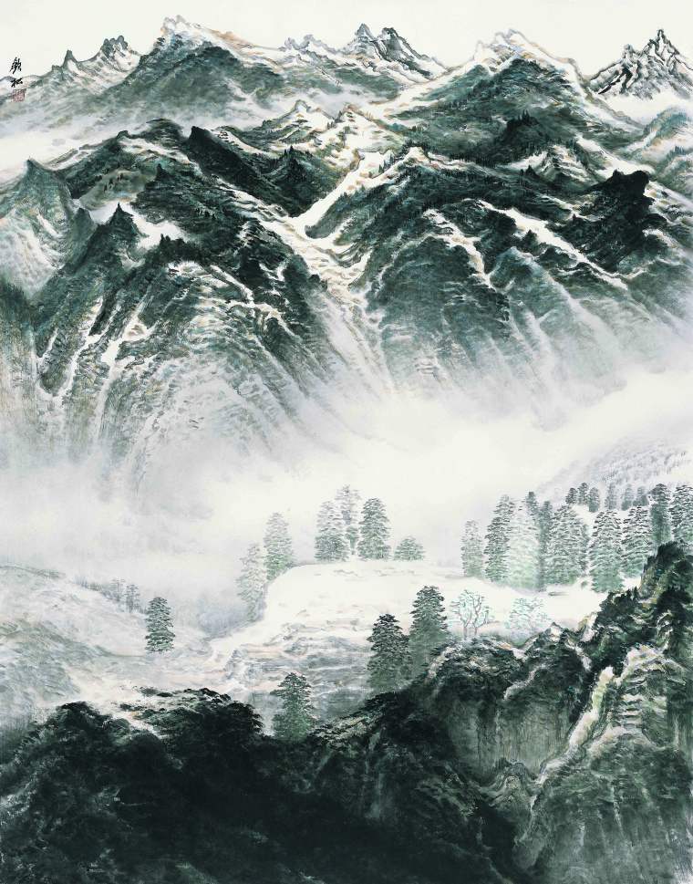 春山锁烟，许钦松，中国画，184x147cm，2010年