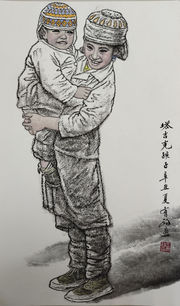 《塔吉克孩子》65X39cm