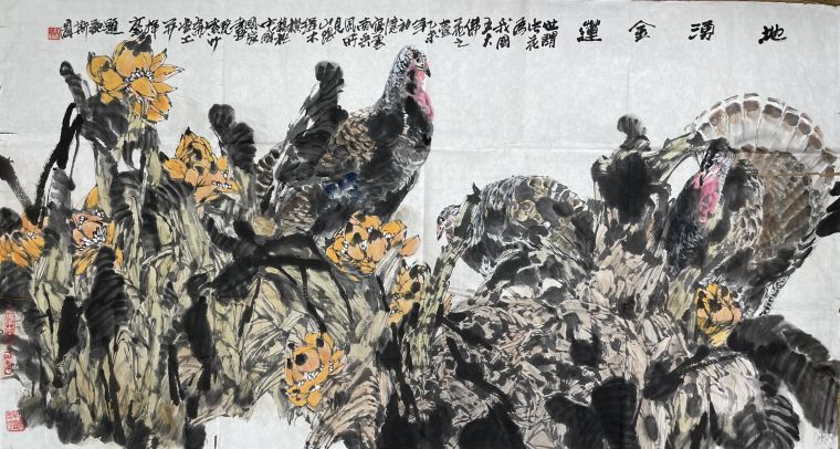 《地涌金莲》96X180cm，2、