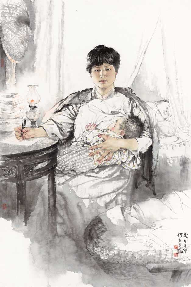 何家英　《杨开慧》　中国画　102×165cm　 2011 年