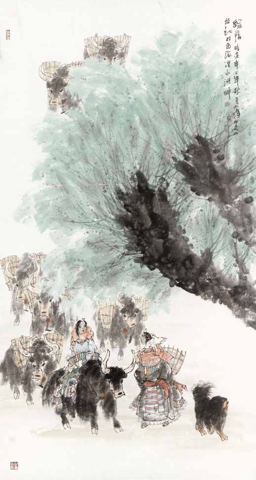 王利峰　《绿荫》　中国画　178×97cm