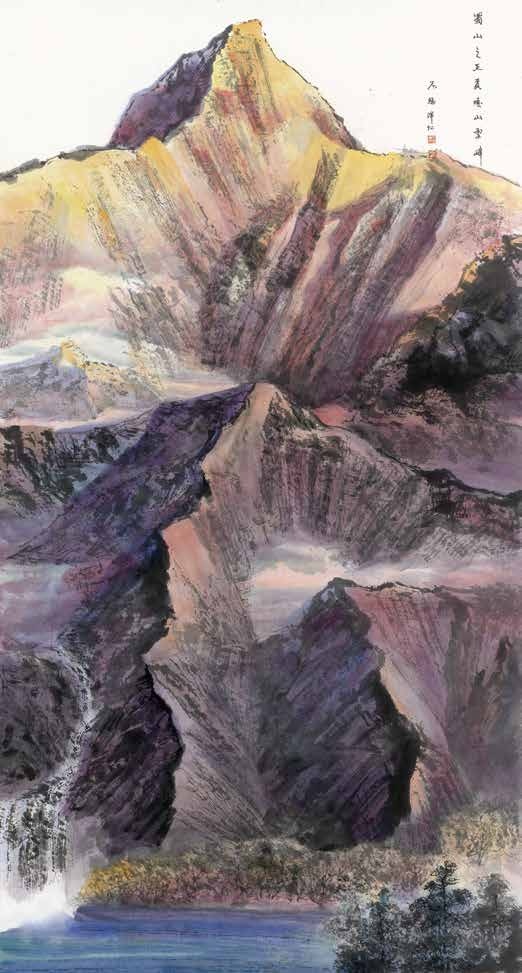 尼玛泽仁　《蜀山之王贡嘎山雪峰》　中国画　178×96cm