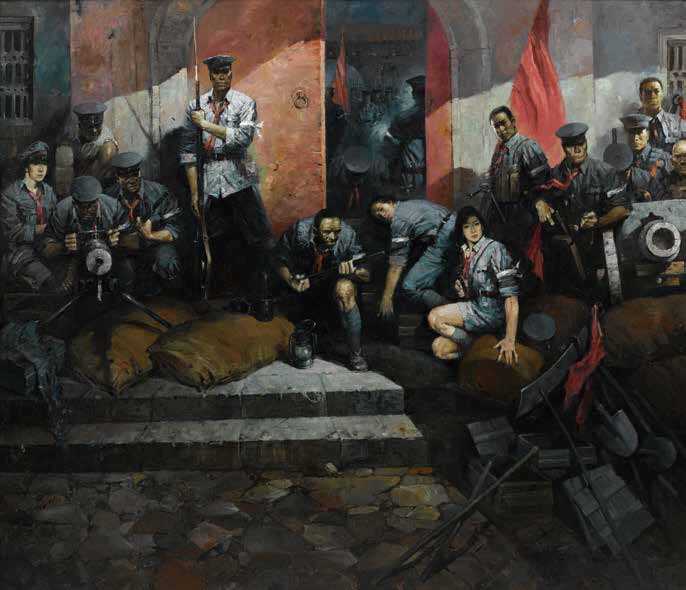 汪晓曙　《凌晨·待命起义》　油画　180×160cm　1987 年
