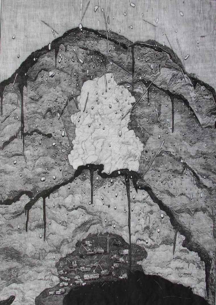 19朱剑坤《黔山·愚公的子孙们Ⅱ》115×80cm，黑白木刻，2015年