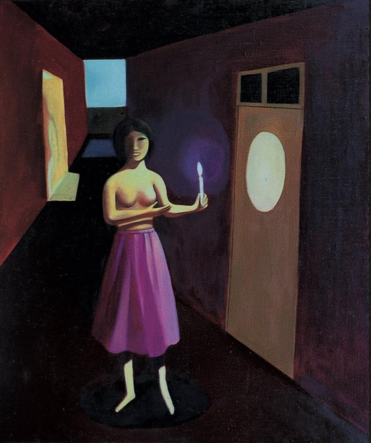 《走廊里的小哈》 55×47cm 油画 1989