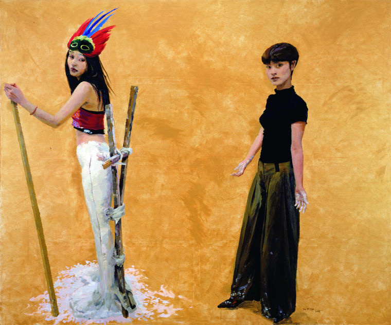 2007《 我们俩--喻红和赵波 1》Us Two-Yu Hong and Zhao Bo 1”250x300cm 布面