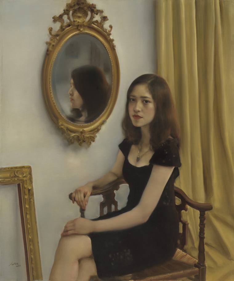 庞茂琨 《镜前女孩》 布面油画 120cmx100cm 2015年