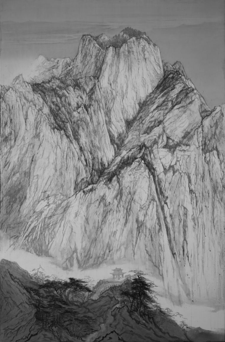 《山河表里》，王珊，120cm+x200cm，+绢本水墨，+2021年+