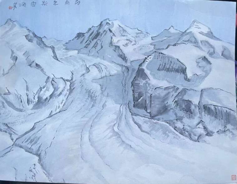 《阿尔卑斯雪岭》39x53cm