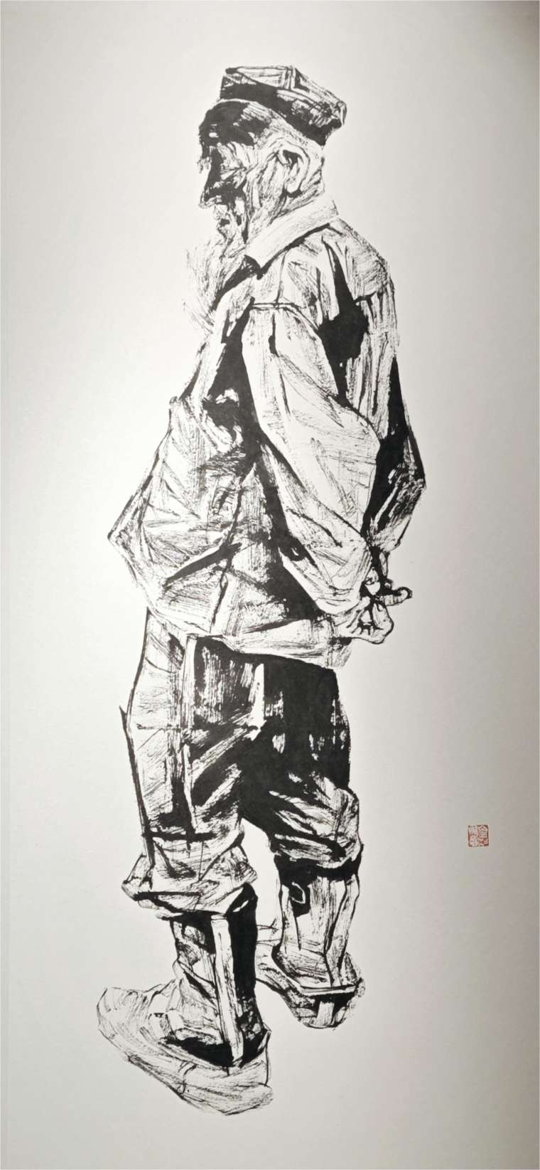 63 殷会利  维族老汉  180x69cm  国画