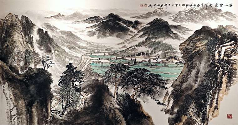 34许钦松 家山云意 98x136cm  国画