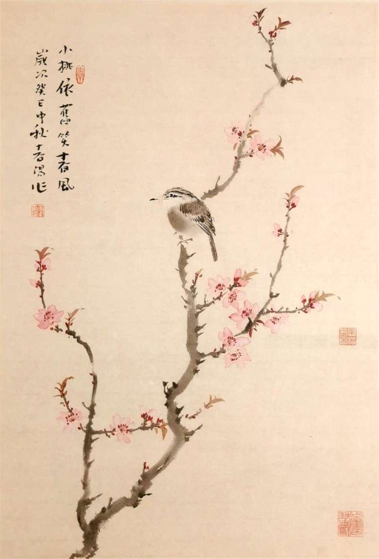 25霍春阳  小桃依旧笑春风  70x47cm  国画