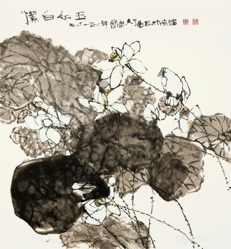 8江文湛 洁白如玉 97×90cm  国画